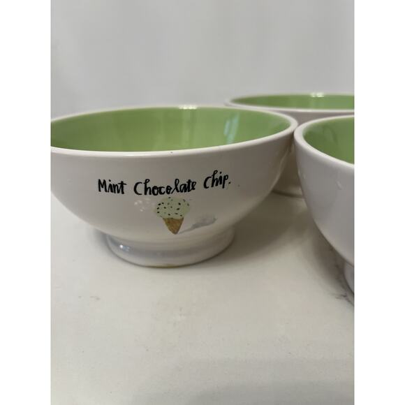 Rae Dunn Magenta "Mint Chocolate Chip" 5.5 " Ceramic Ice Cream Bowls-Set of 3 - Picture 3 of 5